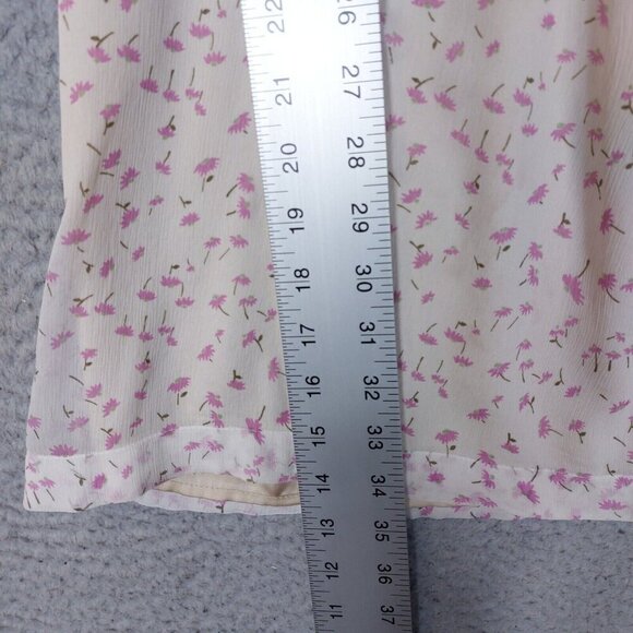 J.Crew A-line Dress Women's 2 Ivory Floral 100% Silk Short Sleeve Mini Cottage - Picture 3 of 14